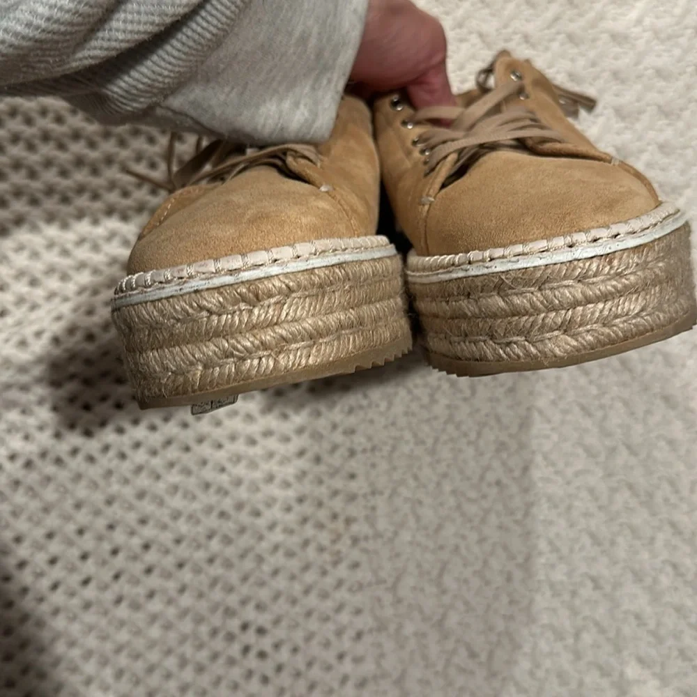 WOMENS Rag & Bone Kent Platform Espadrille Shoes In Dune Suede Size:40 (US 9)